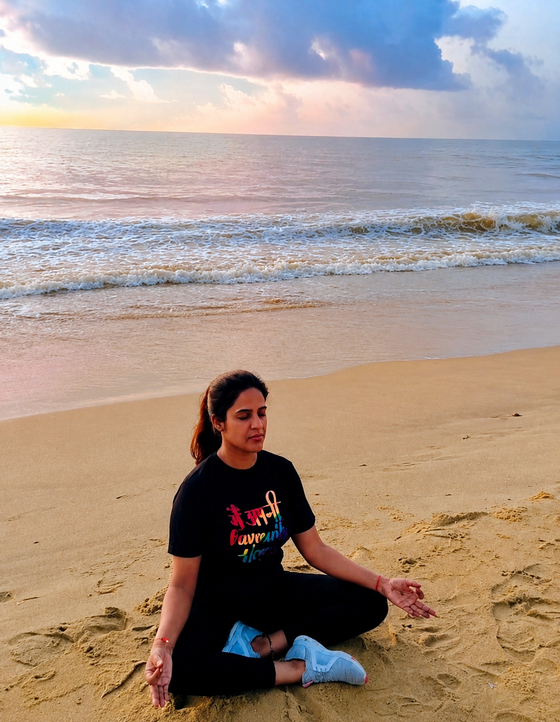 Beach meditation and yoga session